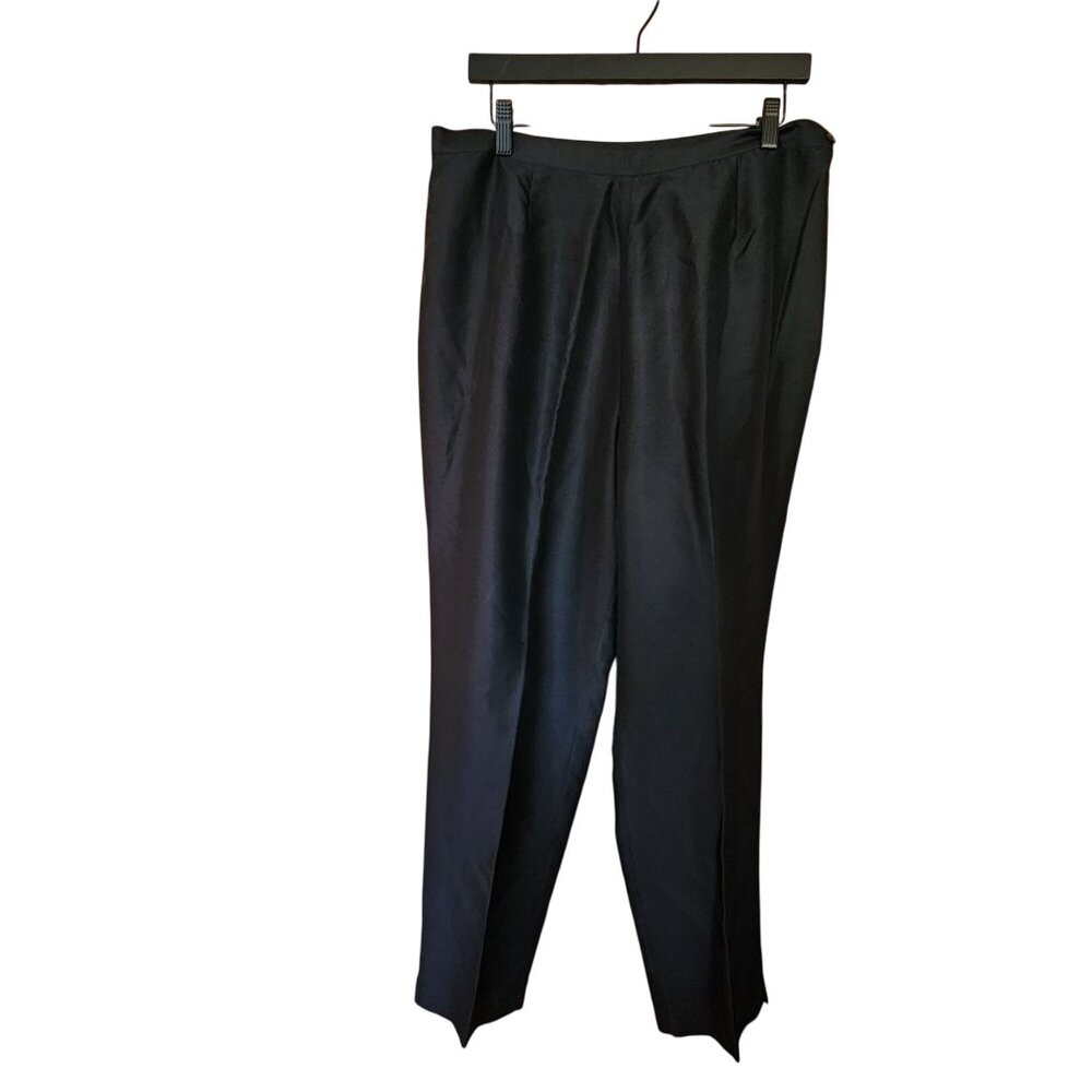Vintage Silkland Black Silk Pants Womens Size 16 High-Waist Tapered Leg Lined